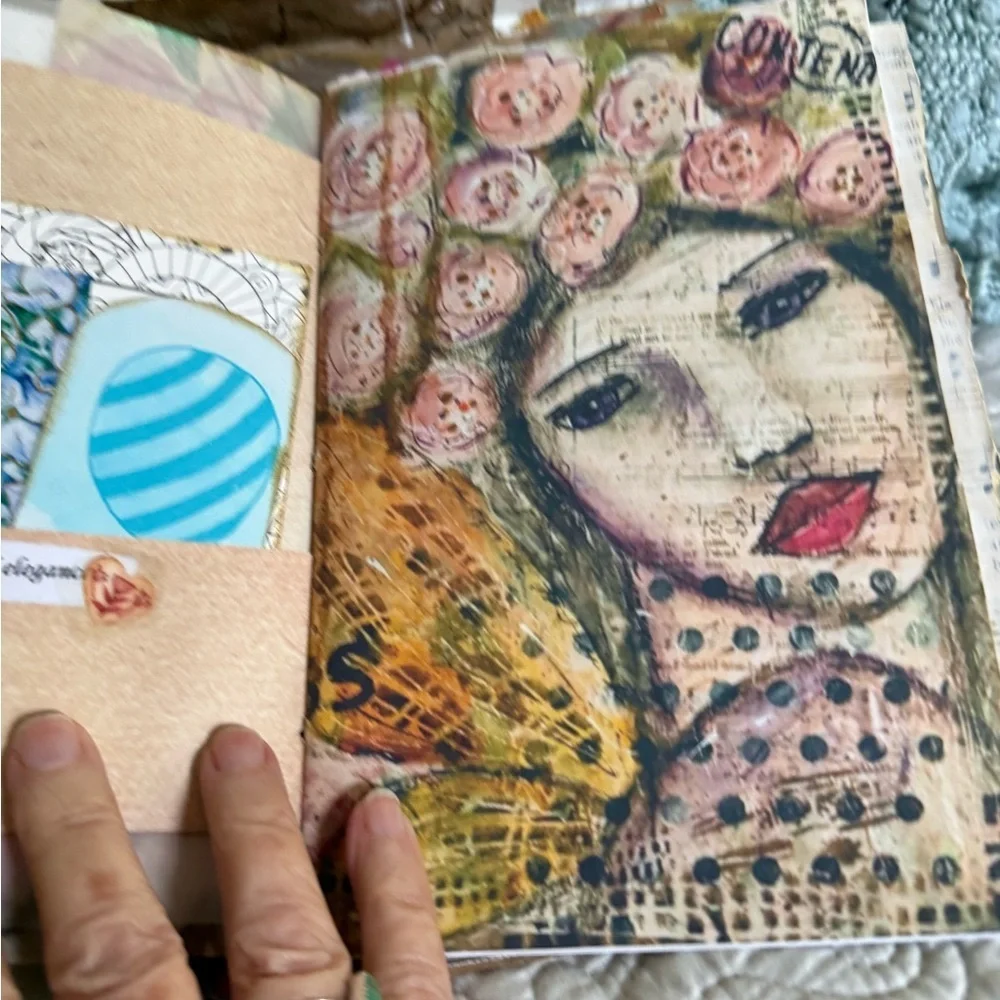 Hand Crafted Mixed Media Junk Journal 8x6 70 Plus Pages